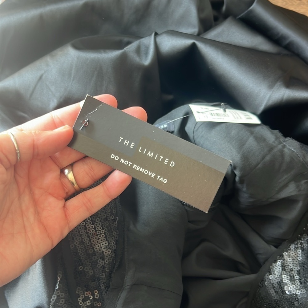 The Limited size 8 Black Sequin and Satin Mini Dress with Low Scoop Zipper Back - Picture 11 of 14